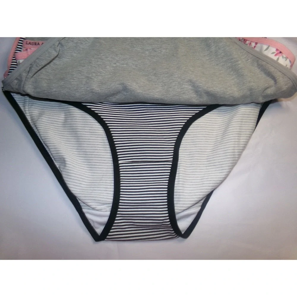 Laura‎ Ashley 5 Pack Cotton Spandex Panties Floral Stripe 1X NWT